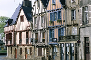 Morbihan Prints: Timbered houses, town of Vannes, Gulf of Morbihan, Brittany, France, Europe