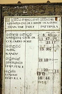 Time Collection: Timetable for the Colombo to Badulla train at Pattipola, highest railway station in Sri Lanka