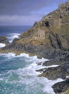 Tin mine on coast, Botallack, Cornwall, England, UK, Europe