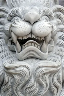Tinh Xa Ngoc Chau Buddhist temple, Imperial guardian lion statue, Chau Doc, Vietnam
