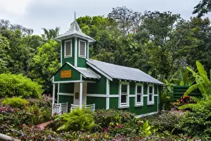 Pacific Islands Prints: Tiny Ierusalema Hou Church, Halawa Bay on the island of Molokai