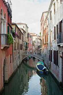 Gondolas Prints: A tiny section of the city's maze of canals and narrow waterways