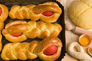 Easter Prints: Titole, sweet bread with egg, an Italian dish for Easter Day, Friuli-Venezia Giulia
