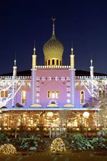 Glowing Prints: Tivoli Gardens at Christmas, Copenhagen, Denmark, Scandinavia, Europe