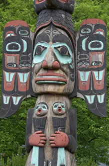 Tribal Prints: Tlingit Chief Johnson Totem Pole, Ketchikan, Alaska, United States of America