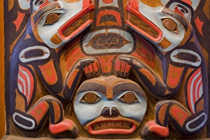 Sitka Prints: Tlingit Housepost in Sitka National Historical Park, Sitka, Baranof Island