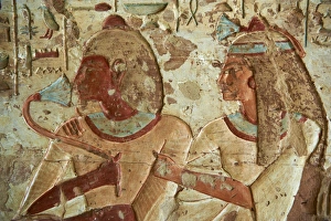 Traditionally Egyptian Prints: Detail from tomb, El Kab temple, Egypt, North Africa, Africa