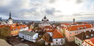 Estonia Prints: Toompea hill with Russian Orthodox Alexander Nevsky Cathedral, Niguliste church