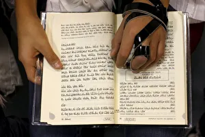 Books Prints: Torah reading in a synagogue, Paris, France, Europe