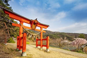Typically Japanese Gallery: Torii gate of a Shinto shrine, Matsumoto, Nagano Prefecture, Honshu, Japan, Asia