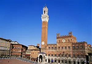 Siena Prints: Torre del Mangia, Piazza del Campo, Tuscany, Italy