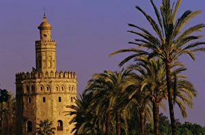 Seville Prints: Torre del Oro and palm trees