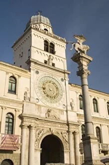 Images Dated 3rd May 2008: Torre del Orologico, and St. Marks Lion Column, Padua, Veneto, Italy, Europe