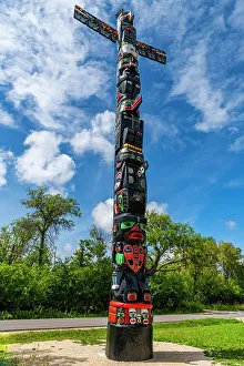 Public Park Prints: Totem Pole, Assiniboine Park, Winnipeg, Manitoba, Canada, North America