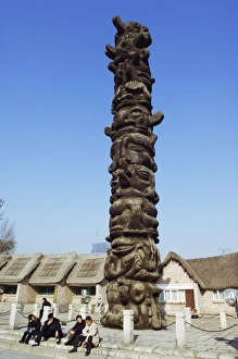 Images Dated 20th November 2007: A totem pole at the cultural village in the Olympic Park area, Beijing, China, Asia