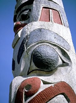 Totem Pole Prints: Detail of totem pole, Queen Charlotte Islands, British Columbia (B. C. )