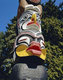 Totem pole in Stanley Park, Vancouver, British Columbia, Canada