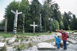 Totem Pole Prints: Totems, Vancouver, British Columbia, Canada, North America