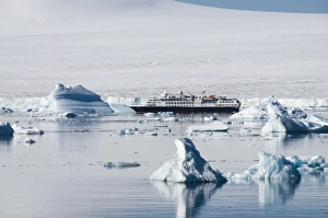 Ice Berg Prints: Tour ship in ice near Brown Bluff, Antarctic Peninsula, Antarctica, Polar Regions