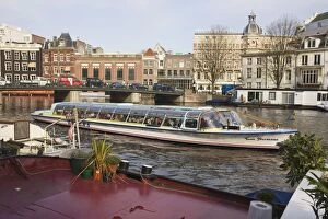 Tourist boat on the Amstel River, Amsterdam, Netherlands, Europe