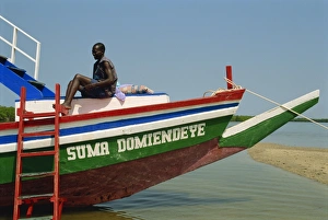 Tourist boat on backwaters near Banjul, Gambia, West Africa, Africa