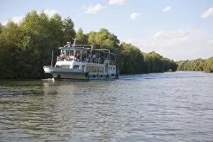 Tourist boat, Danube River Delta, Romania, Europe