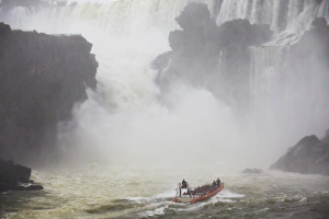 Iguazu Prints: Tourist boat at Iguazu Falls, Iguazu National Park