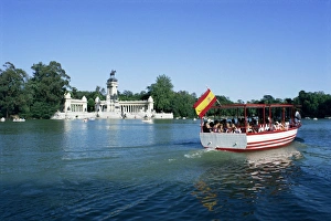 Retiro Park Prints: Tourist boat on lake
