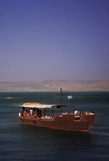 Galilee Prints: Tourist boat on Lake Tiberias, the Sea of Galilee, North Israel, Israel, Middle East