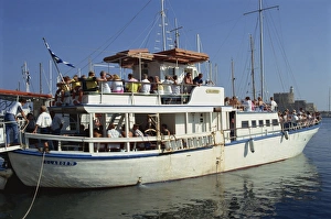 Rhode Prints: Tourist boat in Mandraki harbour