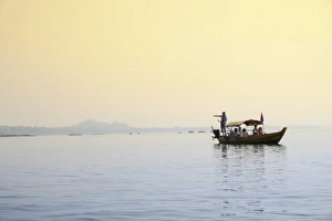 Passenger Prints: Tourist boat river dolphin-watching on the Mekong River, Kratie, Cambodia, Indochina