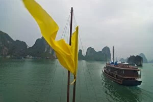 Images Dated 26th December 2009: Tourist boat in a traditional style cruising the Halong bay, Vietnam, Indochina