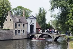 Images Dated 6th July 2010: Tourist boat trip on the canal, old town, UNESCO World Heritage Site, Bruges
