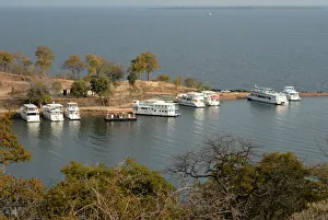Zimbabwe Prints: Tourist boats, Kariba, Lake Kariba, Zimbabwe, Africa