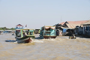 Images Dated 18th January 2008: Tourist boats, Tonle Sap Lake, near Siem Reap, Cambodia, Indochina, Southeast Asia, Asia