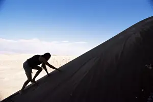 Bare Foot Prints: Tourist climbing dunes, Valle de la Luna (Valley of the Moon) (Moon Valley)