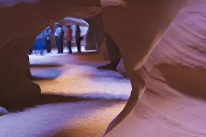 Tourist group inside Upper Antelope Canyon, near Page, Arizona, United States of America, North America