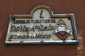 Images Dated 22nd April 2008: Tourist office sign, San Miguel, Guanajuato State, Mexico, North America