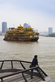 Huangpu River Prints: Tourist pleasure boat on the Huangpu River, Shanghai, China, Asia
