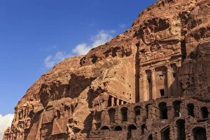 Petra Prints: Tourist around the Urn Tomb, Royal Tombs, Petra, UNESCO World Heritage Site, Jordan