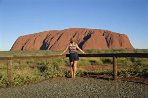 Northern Territory Prints: Tourist viewing Ayers Rock at dusk