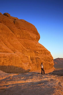 Wadi Rum Prints: Tourist at Wadi Rum, Jordan, Middle East