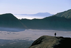 Volcanoe Prints: Tourist walking along rim of Gunung Bromo