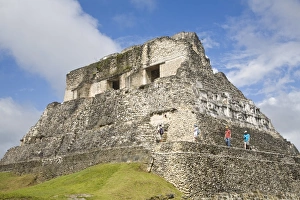 Tourists on the 130ft high El Castillo, Xunantunich Ruins, San Ignacio Tourists on the 130ft high El Castillo, Xunantunich Ruins, San Ignacio