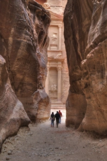 Treasury Prints: Tourists Approaching the Treasury from the Siq, Petra, UNESCO World Heritage Site