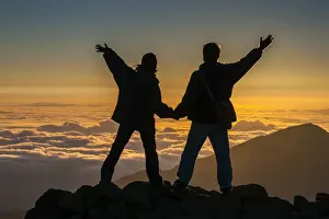 Love Prints: Tourists in backlight waiting for sunset on top of Haleakala National Park