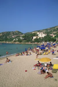Costa Smeralda Prints: Tourists on a beach in the Golf di Marinella