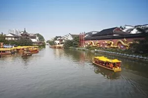 Images Dated 17th October 2010: Tourists boats on canal, Fuzi Miao area, Nanjing, Jiangsu, China, Asia