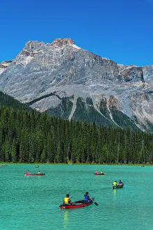 Canoe Prints: Tourists in canoes, Emerald Lake