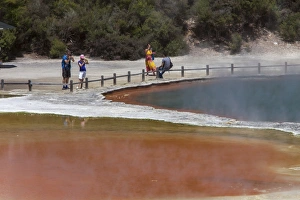 Photographing Prints: Tourists at the Champagne Pool, hot springs, Waiotapu Goethermal Wonderland, Rotorua